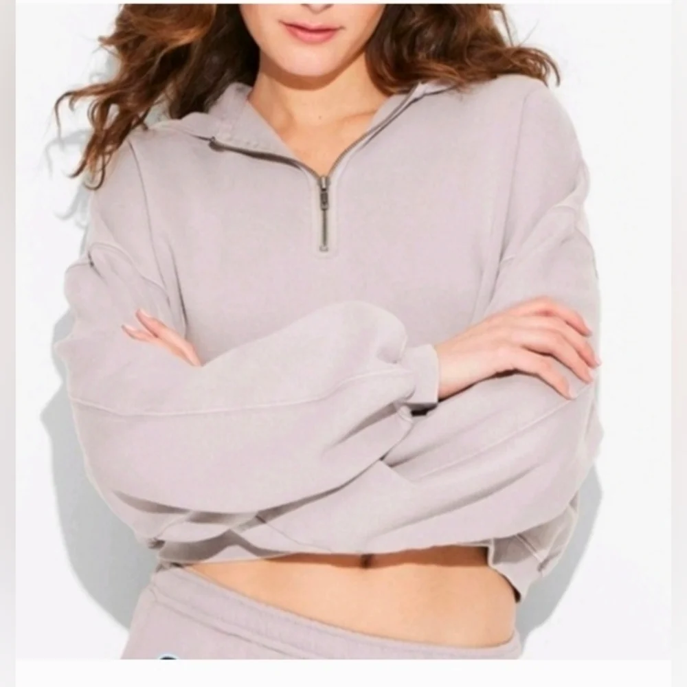 Wild Fable Women's Quarter Zip Hoodie Sweatshirt Oversized - Picture 2 of 5